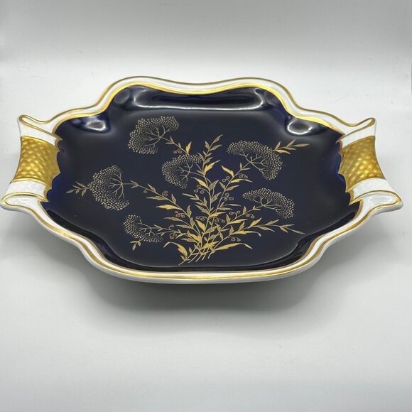 Echt Weimar Kobalt Germany porcelain blue 9 inch gold embellished serving dish - Picture 2 of 11